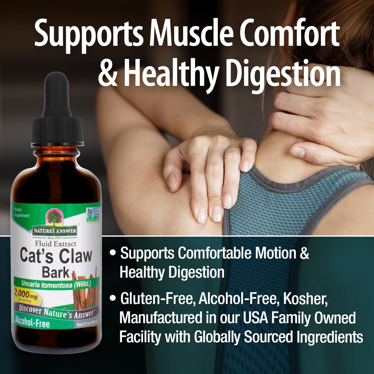 Nature's Answer Cat's Claw Inner Bark | Supports Healthy Joint & Muscle Function | Gluten-Free, Alcohol-Free, Vegan, Kosher Certified & No Preservatives 2oz — Amazon image 5