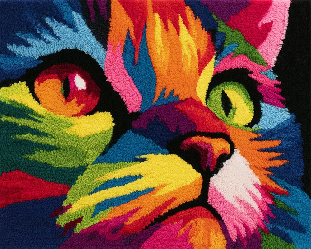 FWRTYCB Latch Hook Rug Kit,Colorful cat