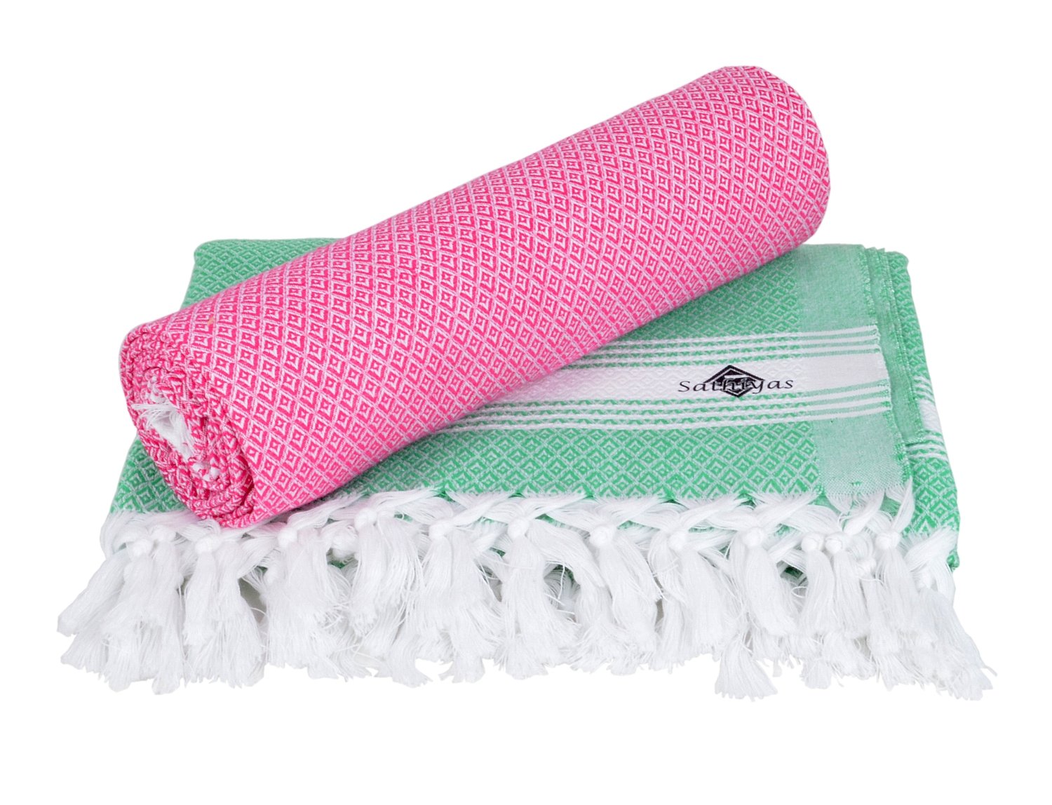 Sathiyas Cotton Bath Towel Pack of 2 (Green || Pink) (B01N754RAK) Amazon Price History, Amazon Price Tracker