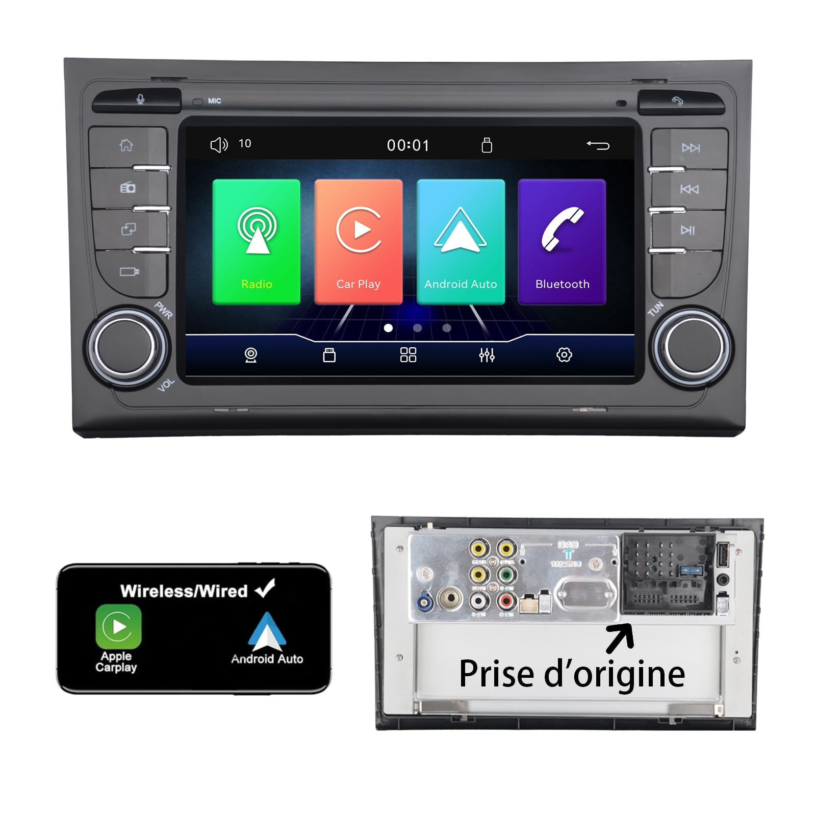 Autoradio Linux Audi S4 Android Auto CarPlay sans fil Bluetooth RDS - 8
