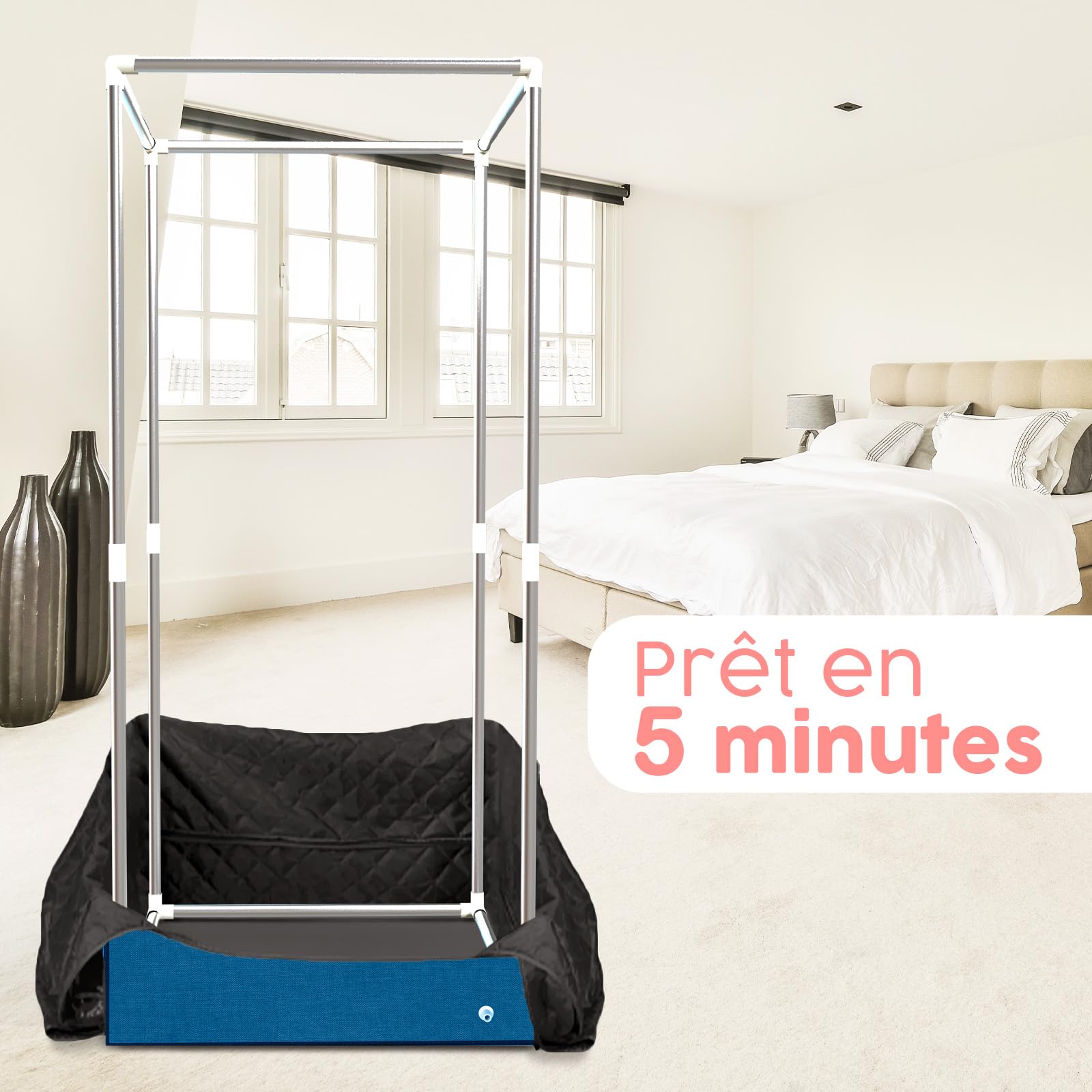 Adamson Sauna Portable - Tente pour Spa + Sauna Vapeur 2.6L 1000W + Chaise + Télécommande + Masseur pour les Pieds & Tapis antidérapant - Nylon Bleu