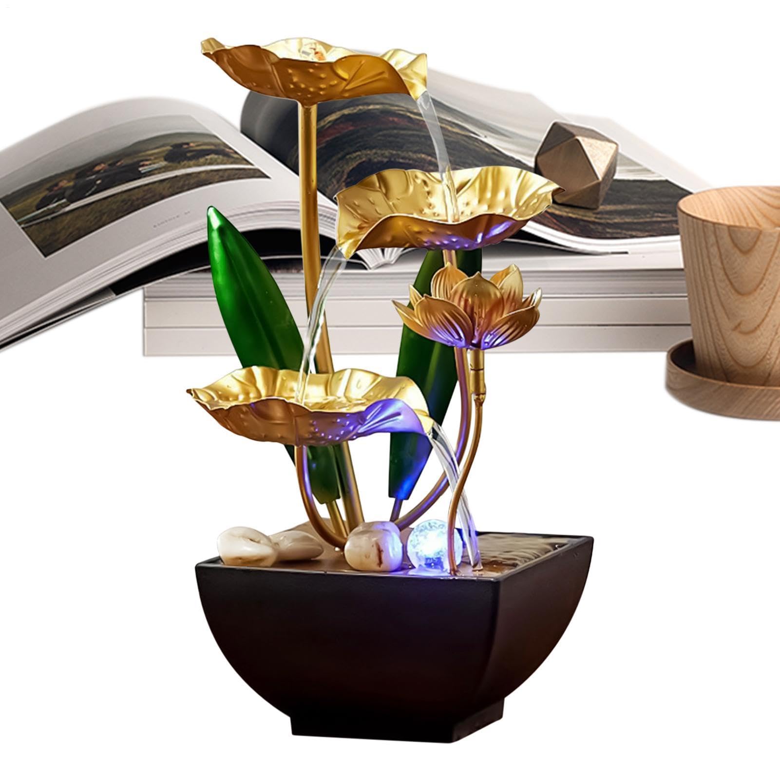 Pequeña fuente interior de agua Lámpara relajante zen serena mini para mesa | Fuente De Agua Relajante Para Escritorio Sonido relajante , luz suave, meditación para salón, oficina, hote