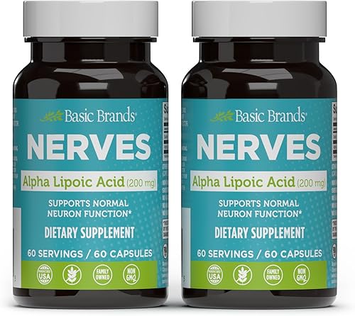 Basic Brands Nerves Ácido alfa lipoico, 200 mg, función neuronal (paquete de 2)