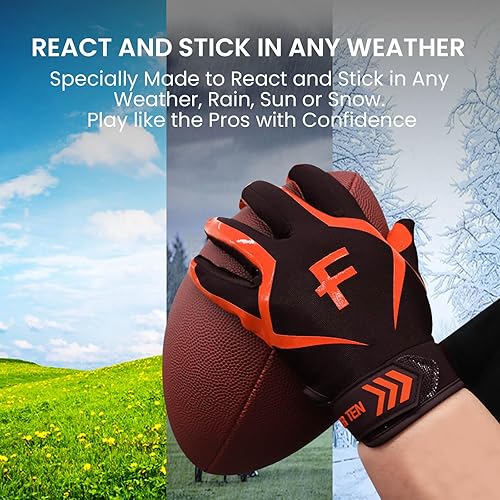 Miniatura 4 de Guantes de Fútbol Americano para Jóvenes y Adultos Pro 3.0 Mejorados Palma Ultra Adherente Receptores Silicona Flexible Alto Agarre Guantes de