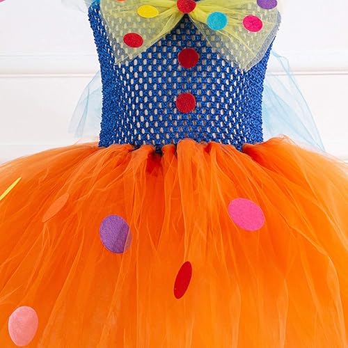 Miniatura 5 de HIHCBF Disfraz de payaso de circo para niña, vestido de tutú hecho a mano para niños, divertido juego de rol, Halloween, Navidad, carnaval, trajes