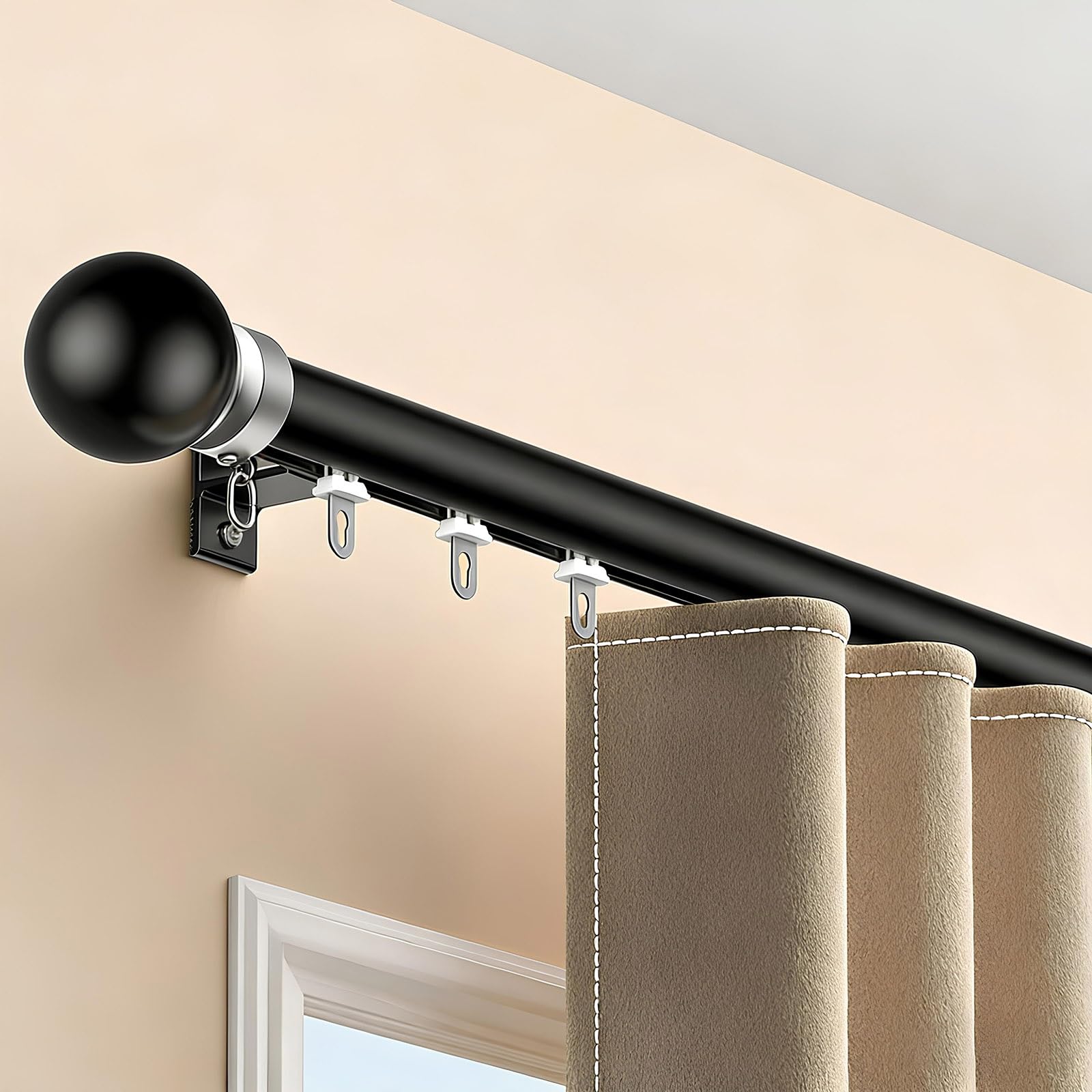GLDYTVF HeavyDuty Black Aluminum Sliding Curtain Rod SystemWallMounted 190cm/6.2ft Room Divider Track for Windows Ideal for Home Decor and Space Management