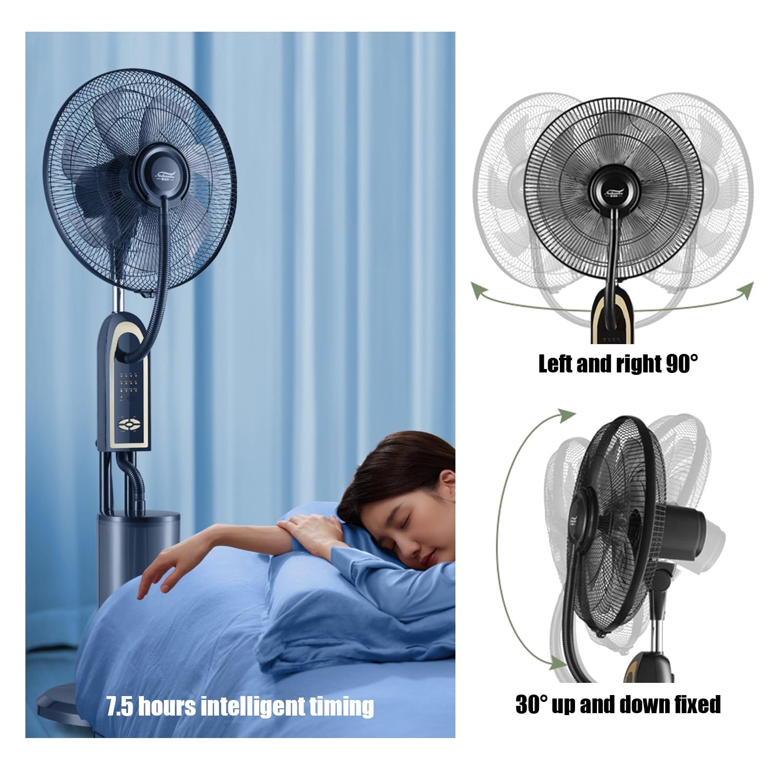 Ventilatore a piantana con nebulizzatore d'acqua, ventilatore nebulizzatore portatile, ventilatore oscillante da esterno/ventilatore a piantana, ventilatore elettrico da pavimento per casa, ufficio,