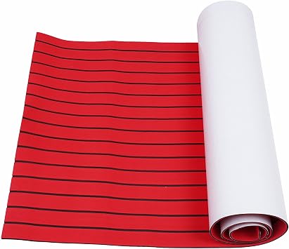 DYRABREST EVA Foam Faux Teak Boat Decking Sheet 94.5X 35.4 Inch Boat Flooring Decking 6MM Thick Non-Skid Self-Adhesive for Marine Yacht RV Swimming Pool Garden