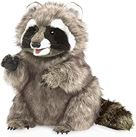 Folkmanis Raccoon Hand Puppet - Realistic 19" Plush with Movable Mouth & Forelegs for Imaginative Play