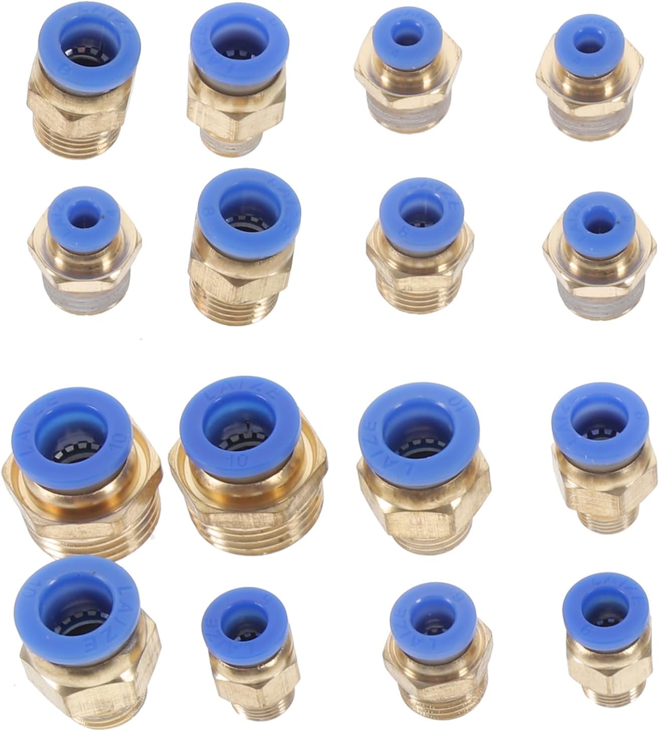 HEMOTON 16pcs Pneumatic Quick Connect Hose Fittings Kit, PC Plastic Straight Threaded Connectors (pc4-m5 Pc4-02 Pc6-01 Pc6-02 -01-02 Pc10-02 Pc10-04), Air Tool Supply for Industrial