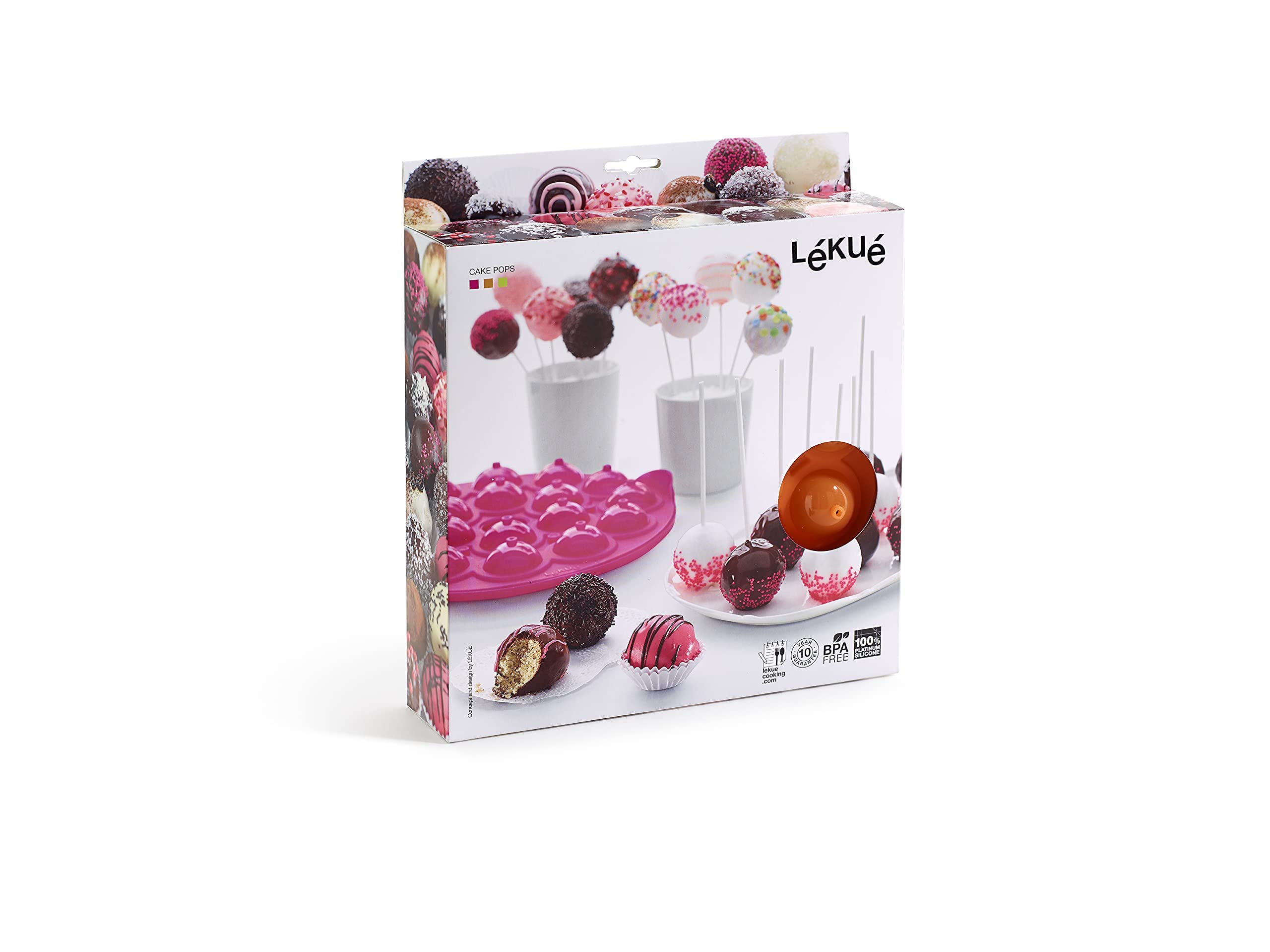 Lékué Cake Pop moule 18 Cavité Silicone 45 x 35 x 25 cm Rose