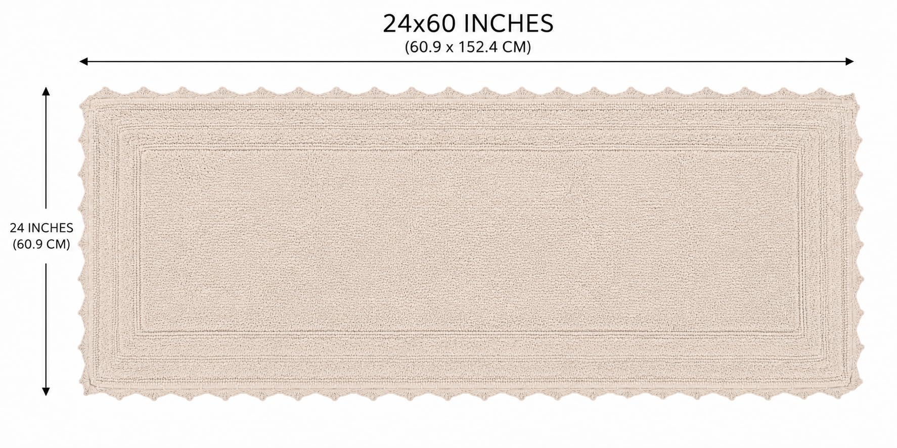 Royal Blaze Alfombra de baño reversible 100% algodón, viene con bucle y diseño copetudo con bordes de ganchillo, 2200 g/m², directamente desde el fabricante, alfombra de baño de secado rápido, beige,