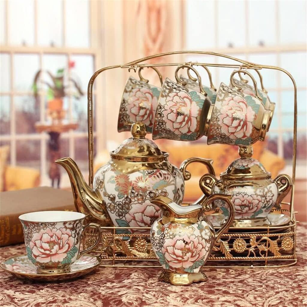 Phnom Penh Floral Teapot Set Vintage Cup Gold Coffee and Saucer