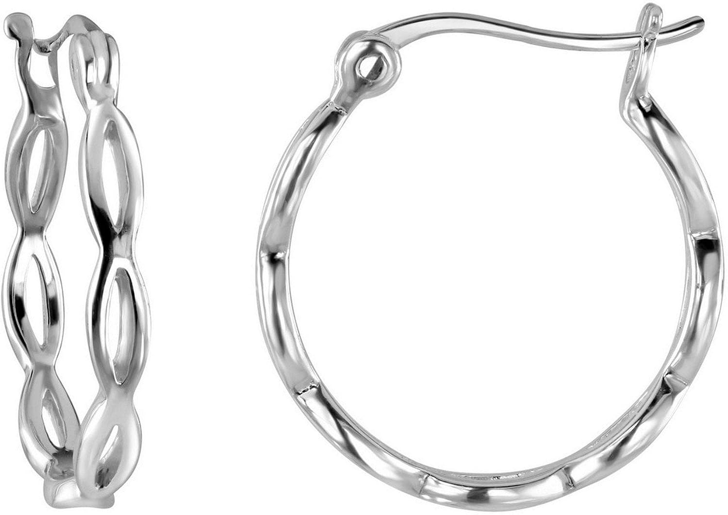 Dew Sterling Silver Detailed 18mm Hoop Earrings 66815HP027