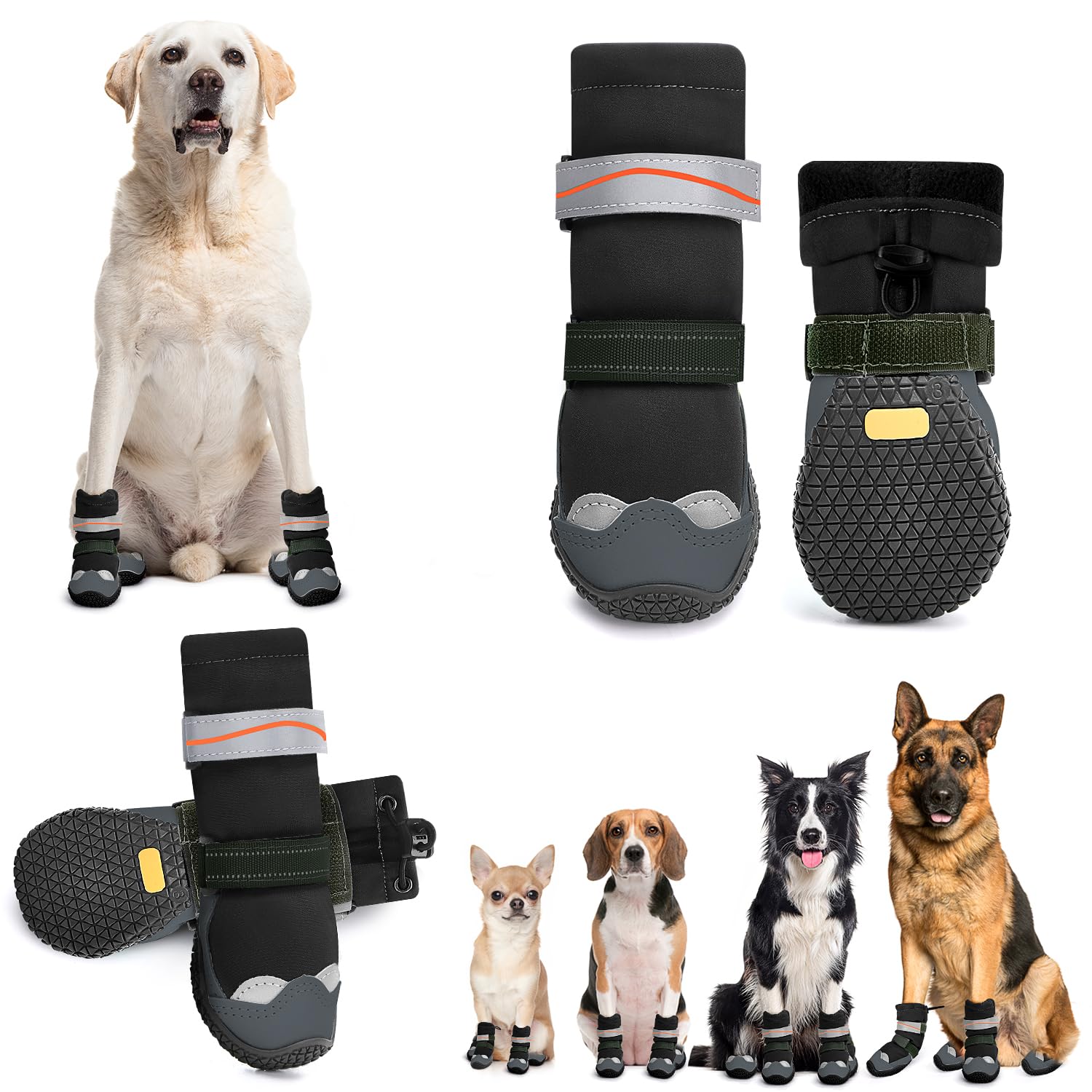 Eyein Dog Boots Paw Protector, Breathable Dog Boots for Injured Paws Waterproof, Dual Adjustable Washable Non-Slip Dog Shoes for Walking, Reflective Dog Shoes for Small Medium Large Dogs(2pcs) — view 67