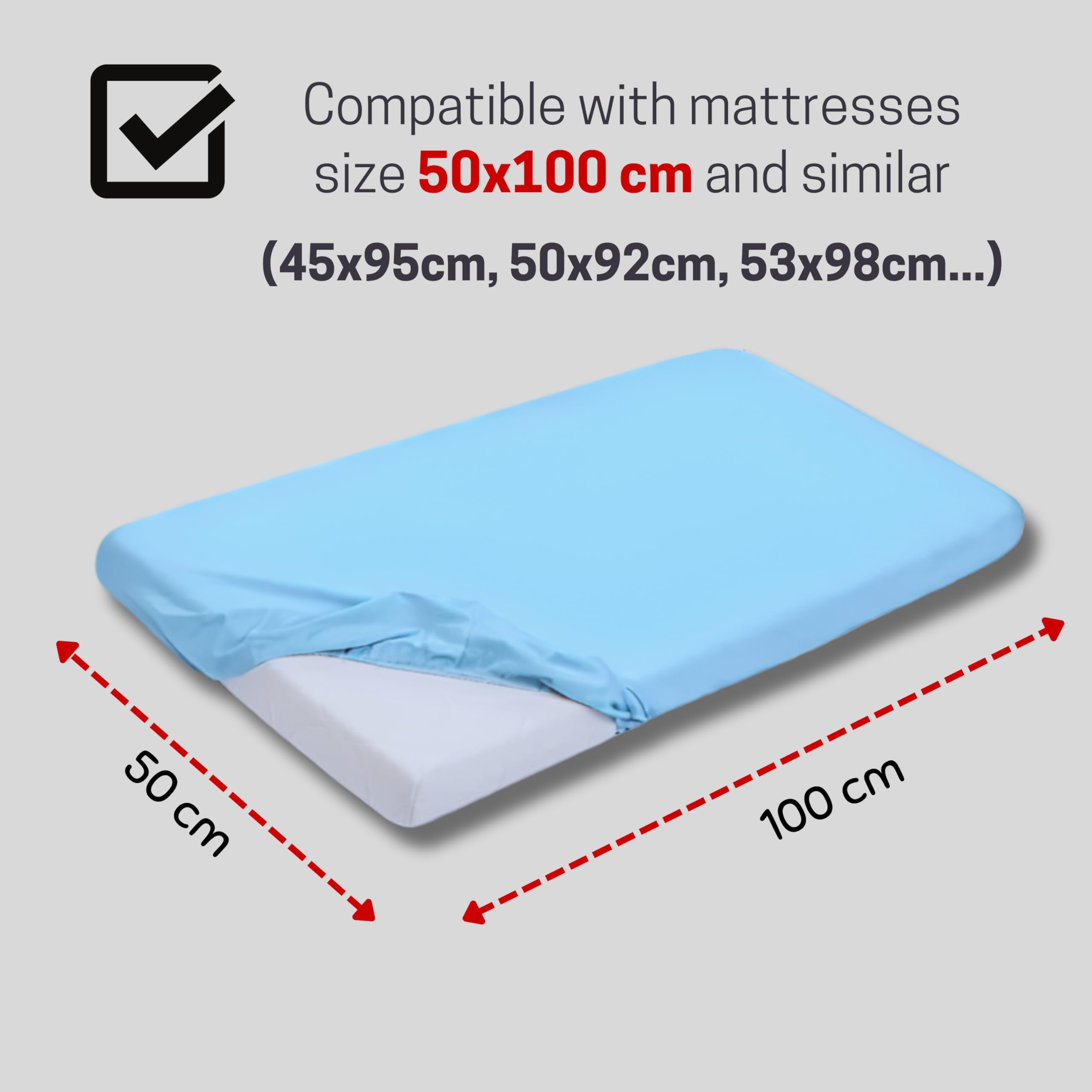 Bisoo Cot Sheets 20x40 in / 50x100 cmFitted Waterproof 2in1, Fitted Sheet + Cot Bed Mattress tector, Baby Cots Beds & Cribs - Image 4