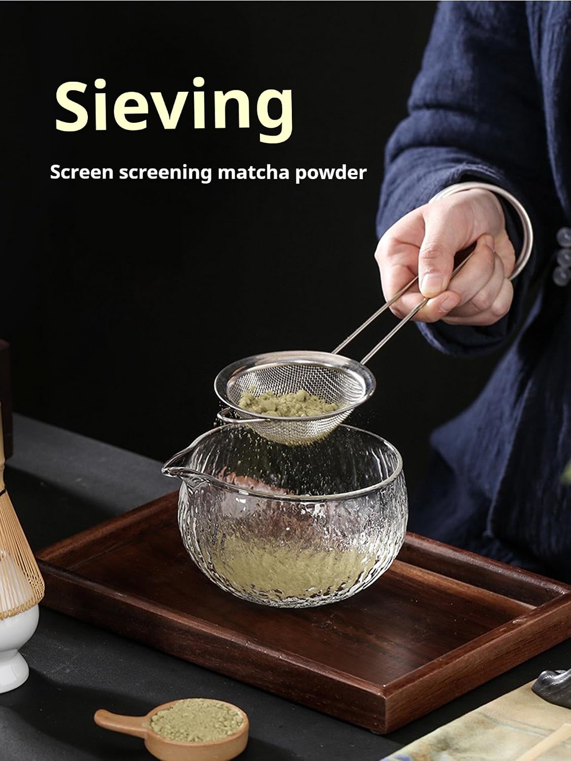 Japanese Style Matcha Tea Ceremony Bowl, Glass with Pouring Spout, 400ml 13.5 oz, Textured Design, Matcha Bowls,Salad Porridge Juice Bowl Cup(Textured Glass)