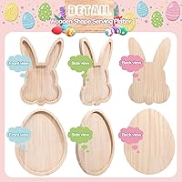 Vista 4 de 2 tableros de madera para charcutería de conejo de Pascua, platos de madera para servir huevos rústicos decorativos de conejo, bandeja de madera