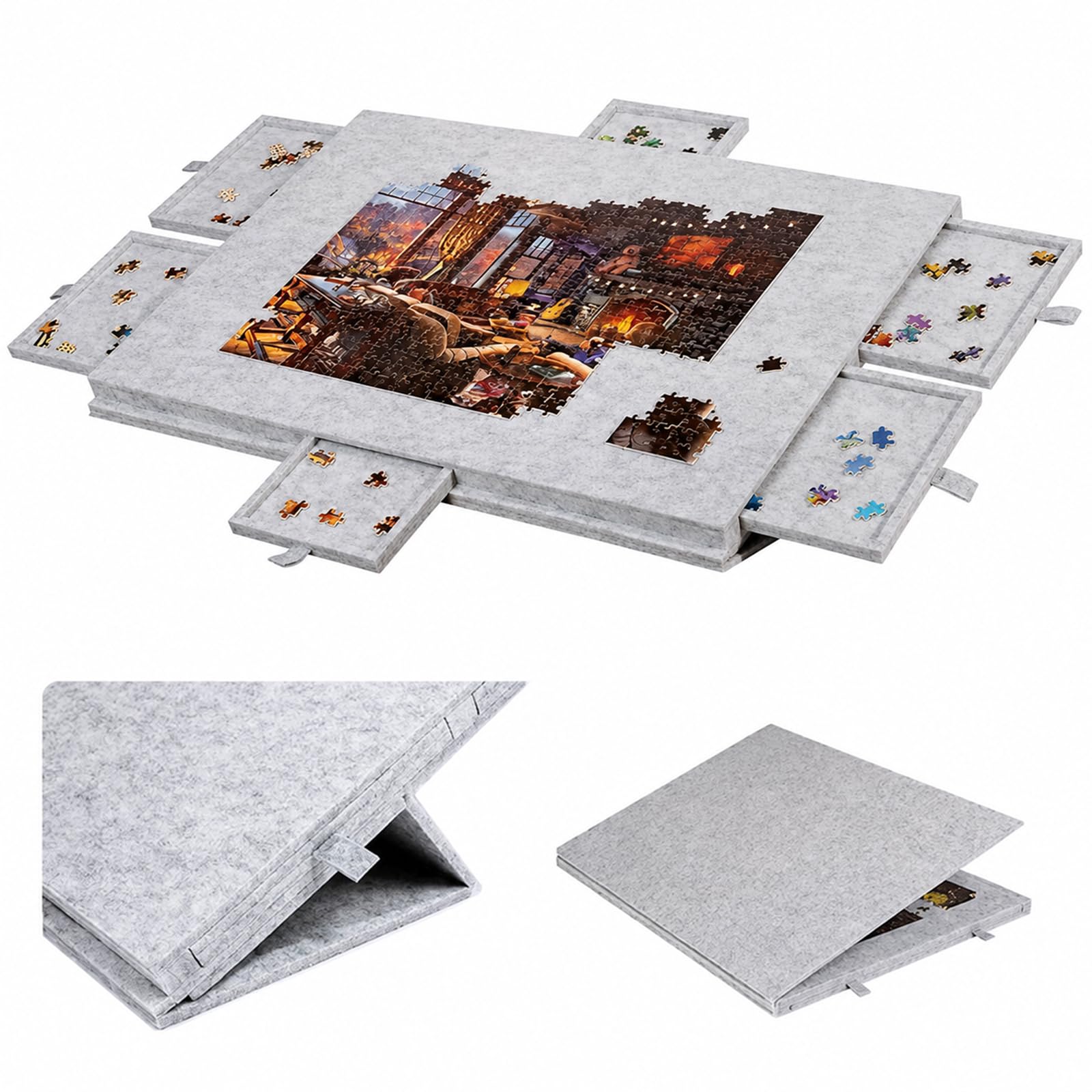 Jigsaw Puzzle Board for 1000 Pieces, 6 Drawers Folding Tilting Puzzle Table