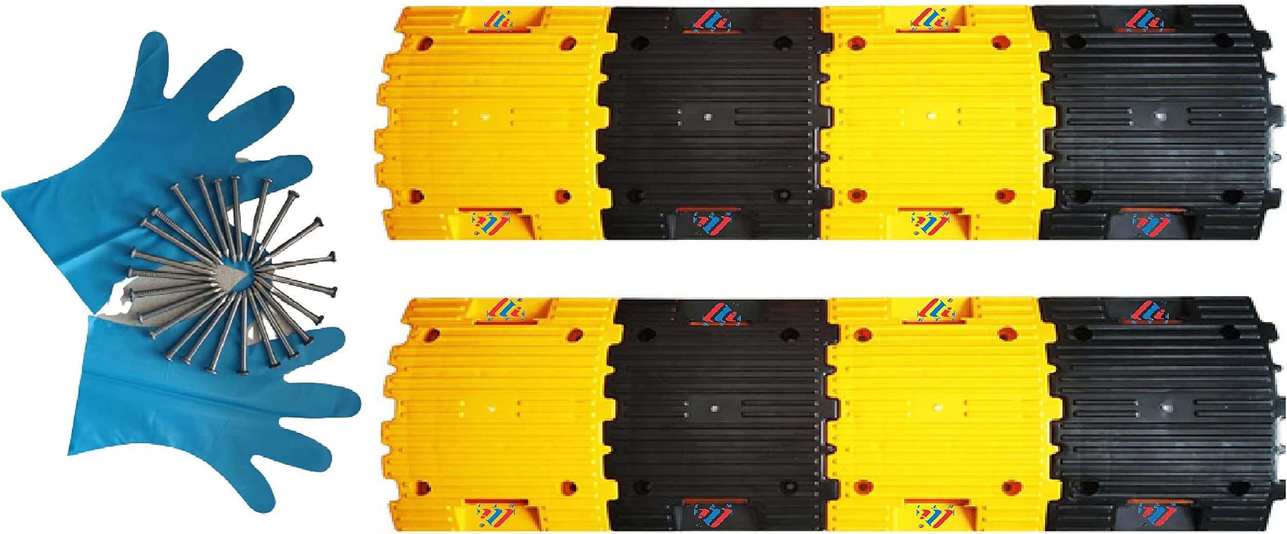 K T Iยฎ Speed Breaker 50 mm Height Easy to Install with our Manual Speed Breaker Ideal choice for Road Safety - 8 Pieces (4 pcs Black and 4 pcs Yellow) Pack Of 2 Meter
