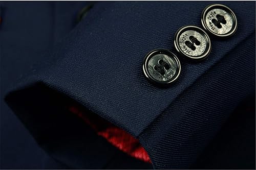 Miniatura 7 de Yanlu Conjunto de trajes formales de esmoquin para niños, color azul y negro, traje ajustado para bodas