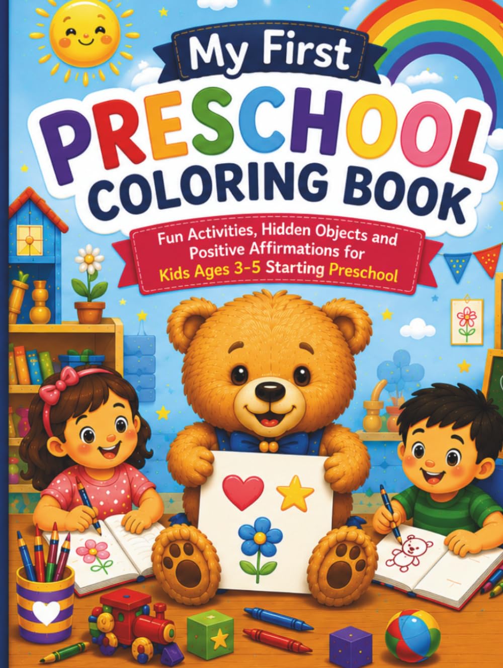 My First Preschool Coloring Book: Fun Activities, Hidden Objects and Positive Affirmations for Kids Ages 3-5 Starting Preschool
