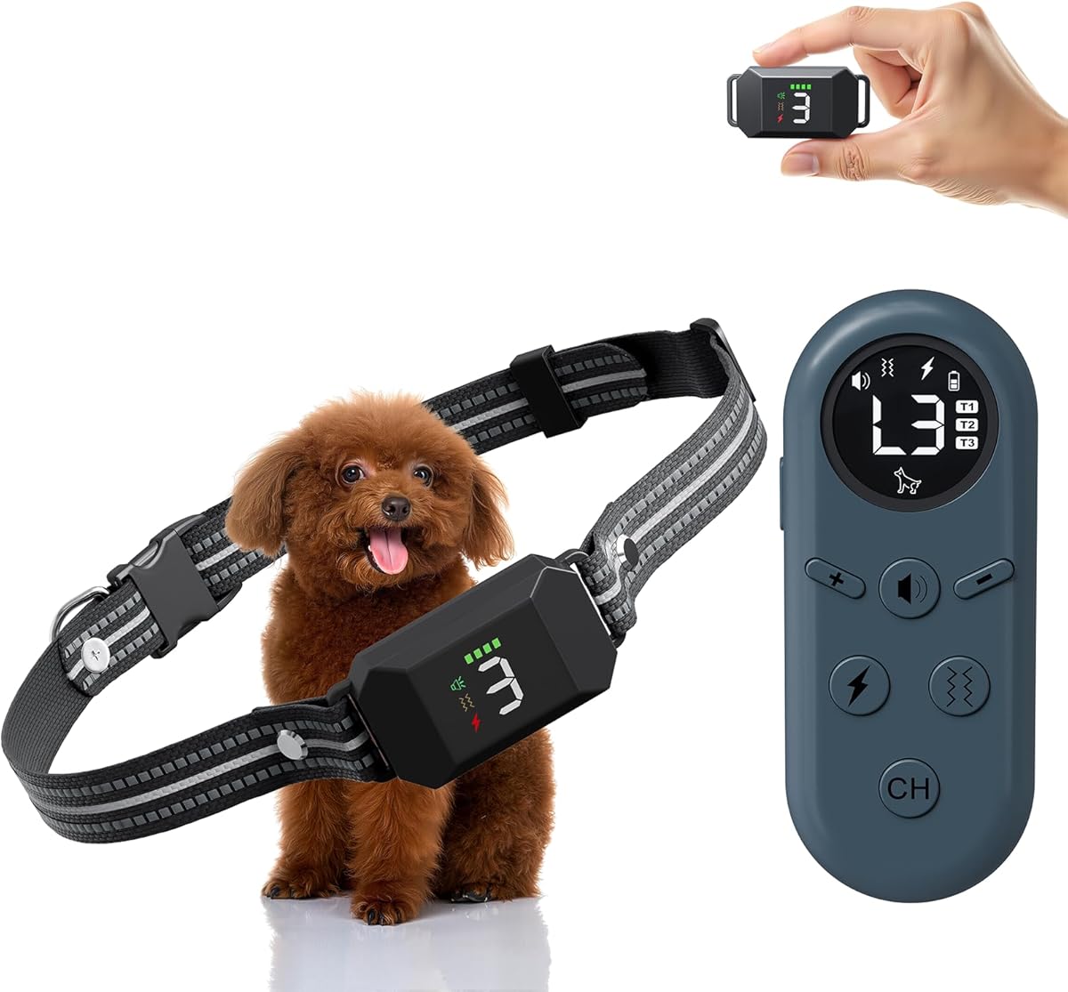 Ultra Small Shock Collar for Small Dogs, Dog Training Collar with Remote for Small & Medium Dogs 5-30lbs, Waterproof, Rechargeable, 1300ft Range, Collar with Beep, Vibration, Safe Shock