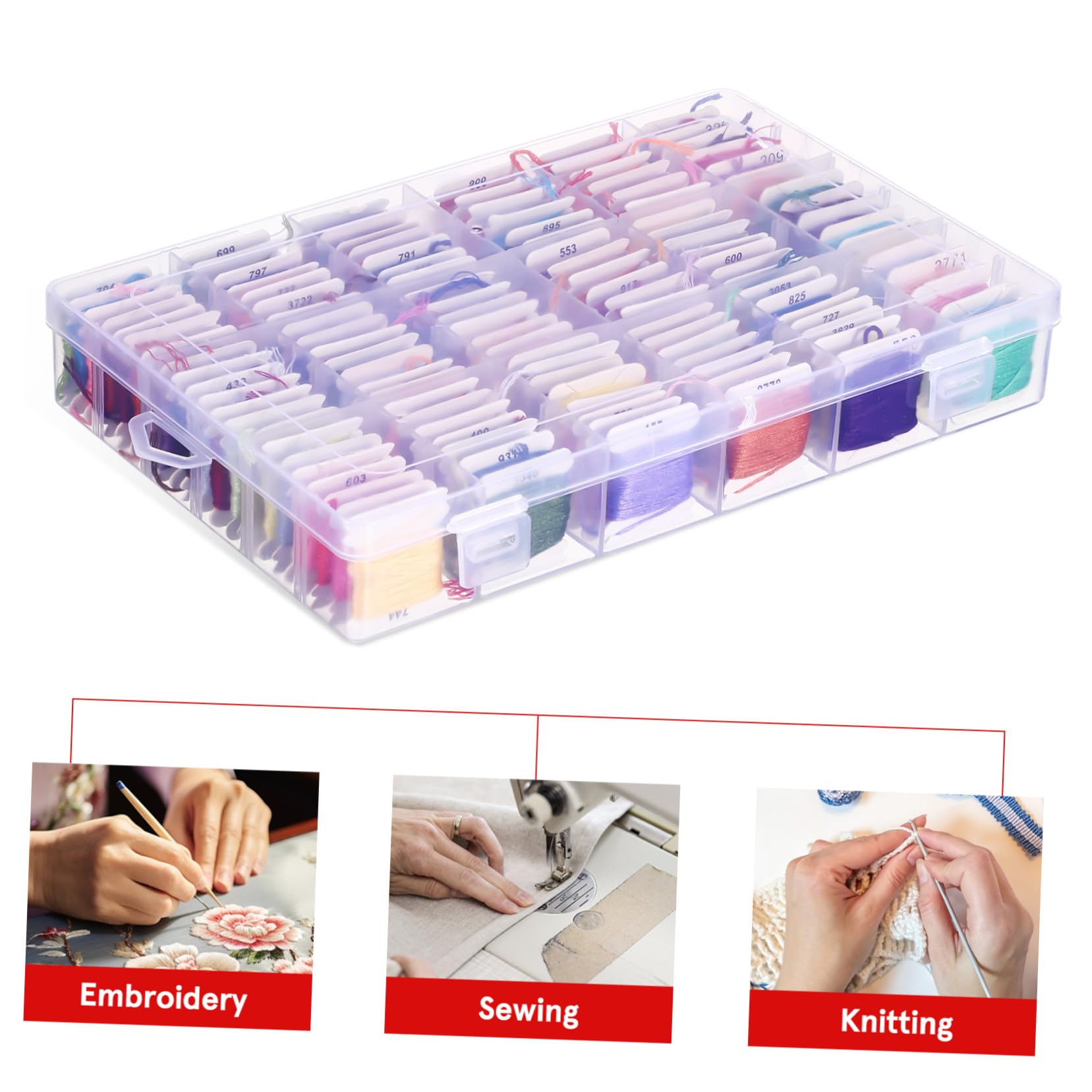 NOLITOY Stickgarn 120 Knäuel Poly Cotton für Kreuzstich und Armbänder | Bunt Sortiert, im Karton Verpackt, Geeignet für Bastelprojekte mit 120 Strängen