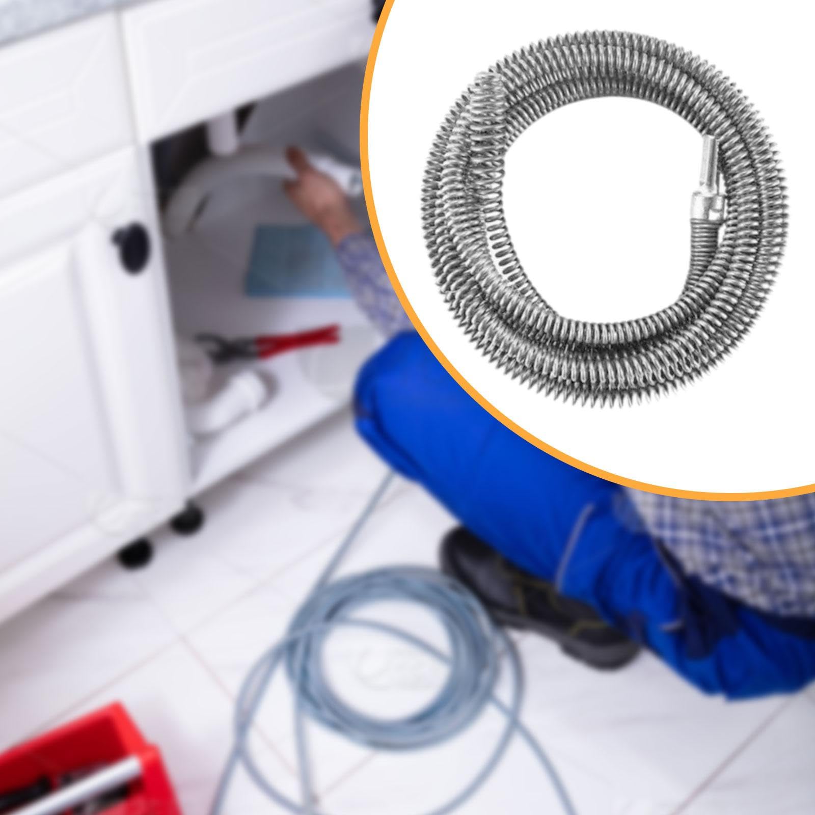MERIGLARE Desatascador de Desagües con Resorte, Fácil de Instalar, 16 Mm, Flexible con Resorte, Herramienta de Desatasco para Obstrucciones de, 10m