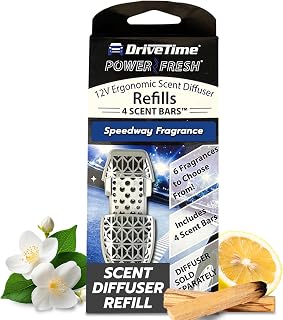 Drive Time Reusable 12V Plug-in Car Air Freshener – Power Fresh, Auto Shut-Off, Plug-In Convenience, No Batteries Needed – Includes 4 Scent Bars for Up to 30 Days of Freshness – Speedway