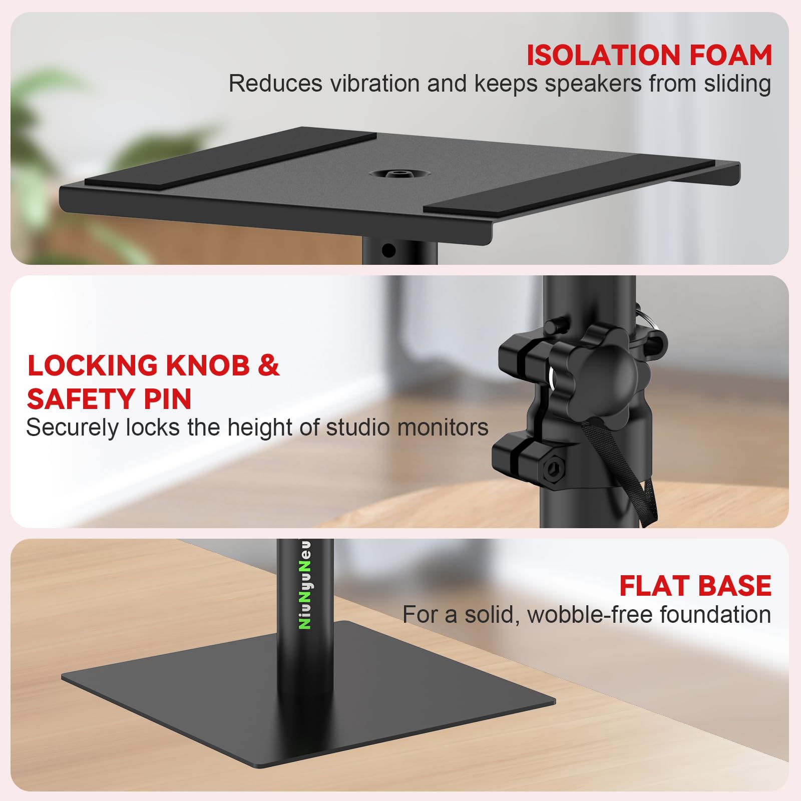 Coppia di supporti per monitor da studio da scrivania, altezza regolabile da 29,5 a 45,7 cm, con base piatta