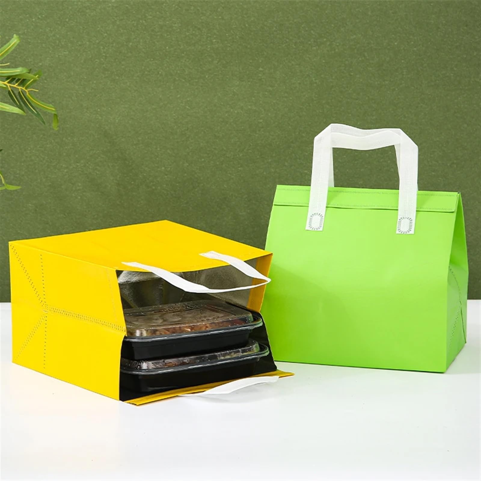 Bolsa IsotéRmica Para Comida 10 bolsas de tela no tejida for alimentos, pasteles, bebidas, embalaje, bolsas reutilizables portátiles for mantener el calor y el frío Termica Porta Alimentos(Green2,30x3