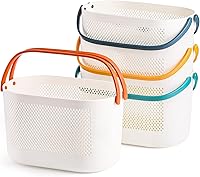 AVLA 4-Pack Portable Shower Caddy Baskets with Handles - Durable Drainage Storage for Dorm, Gym, Bathroom, College, Travel