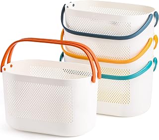 AVLA 4-Pack Portable Shower Caddy Baskets with Handles - Durable Drainage Storage for Dorm, Gym, Bathroom, College, Travel