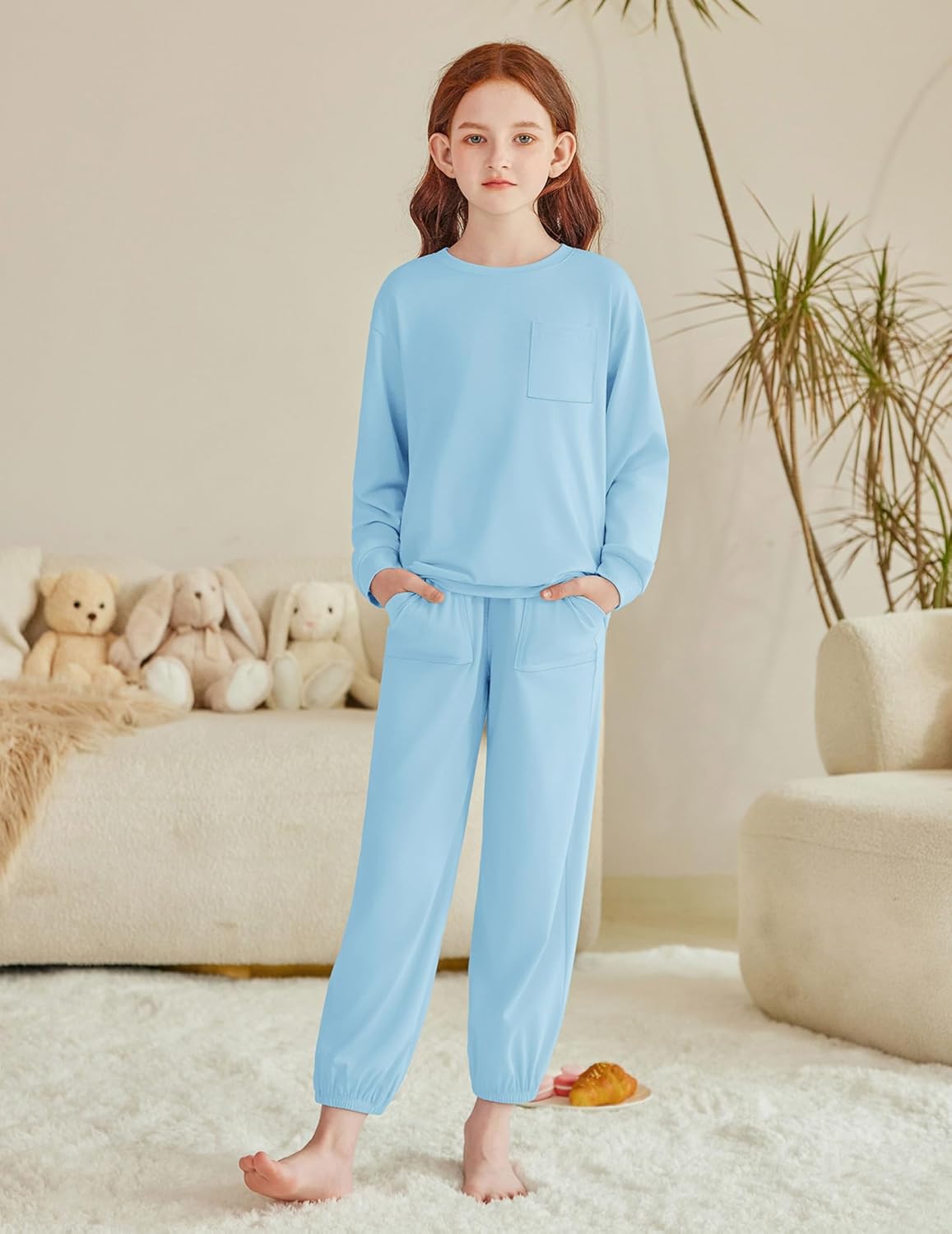 Arshiner Girls 2 Piece Outfits Casual Clothing Sets Long Sleeve Pullover Sweatshirts and Sweatpants with Pockets 5-13 Years - Image 8