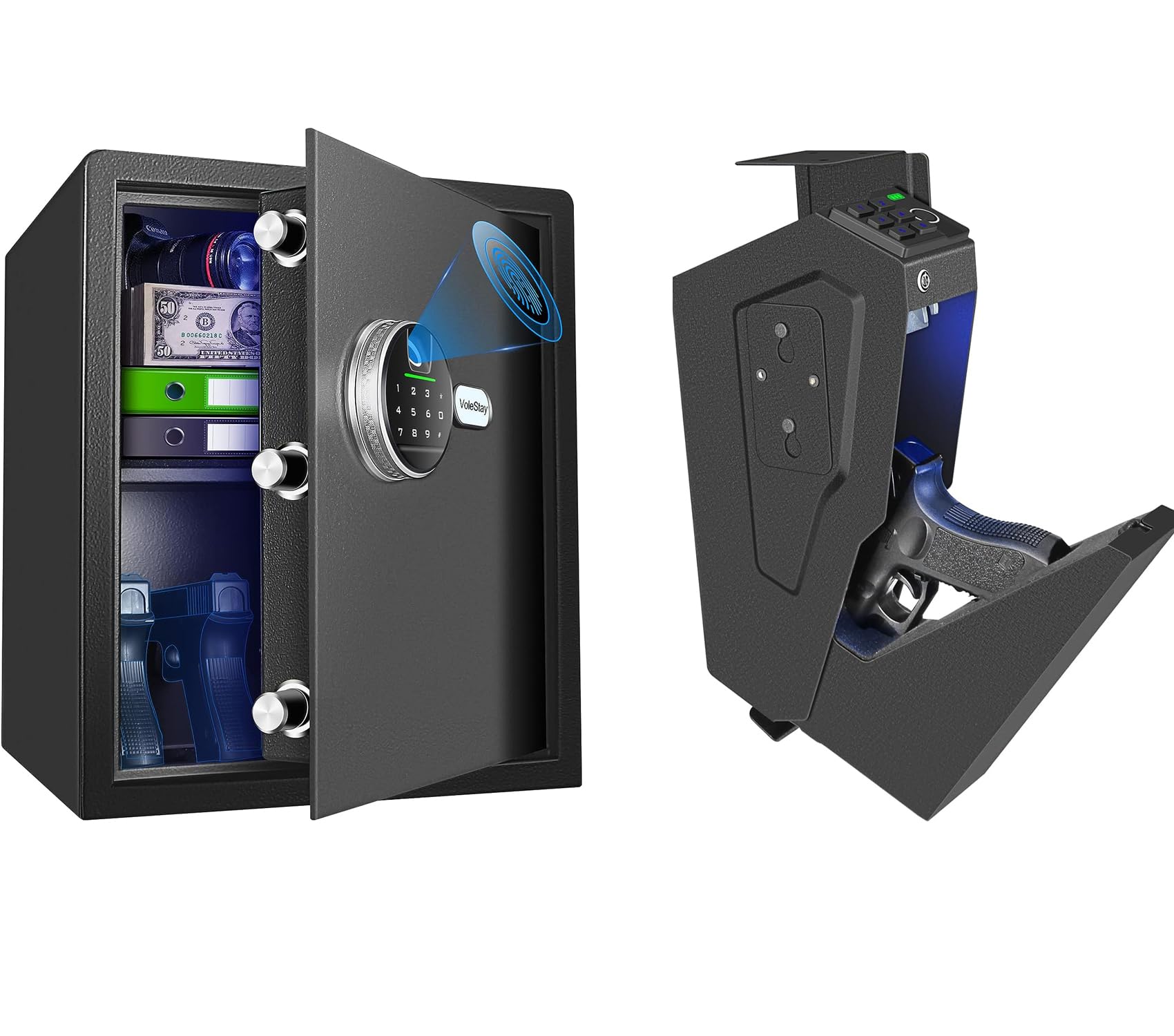 Biometric Compact Handgun Safe and Home Safe Kit