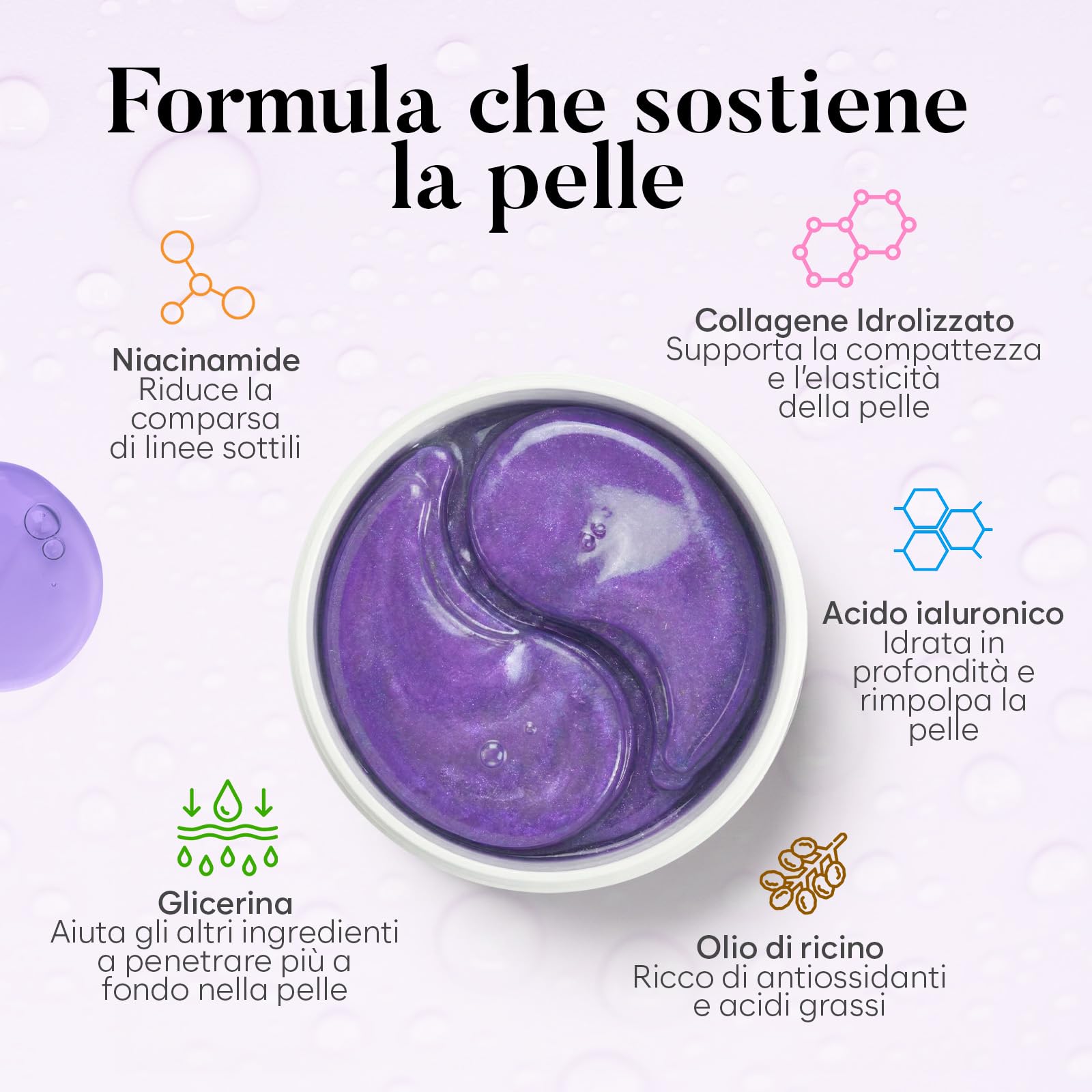 Patch Occhi Acido Ialuronico (30 Paia, 60 Pezzi) – Eye Mask Idratante e Levigante, Patches Occhiaie e Borse, Maschera Occhi in Gel Rimpolpante per Donne