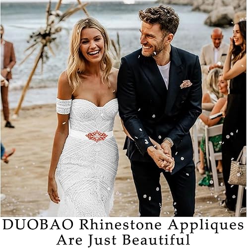Vista 75 de DUOBAO Rhinestone Pearl Bead Applique Iridescent Rhinestones Appliques for Dresses Vintage Crystal Bridal Sash Wedding Dress Belt