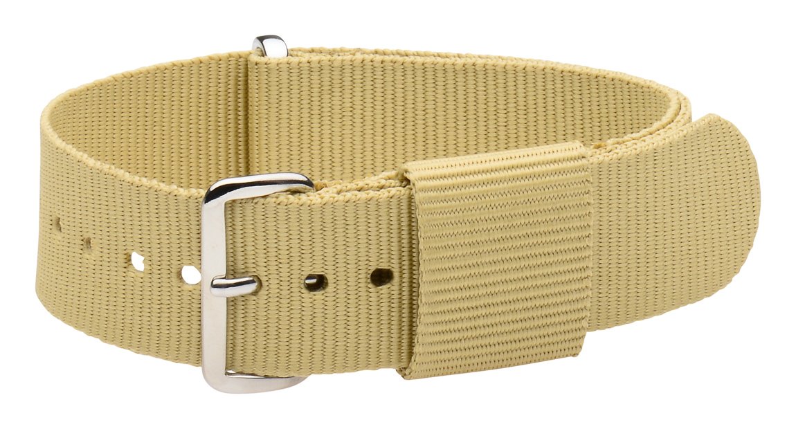 Clockwork Synergy, LLC 18mm Ballistic Ss Nylon Loop Solid Khaki Interchangeable Replacement Watch Strap Band