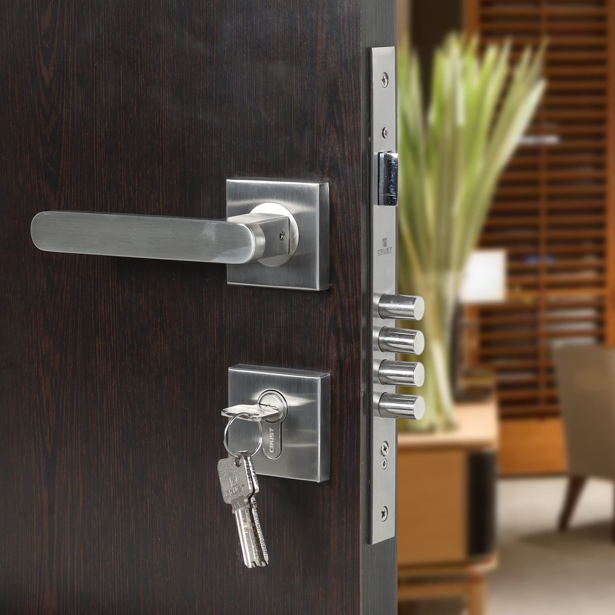 Voltizi Premium Mortise Door Locks for Main Door/Bedroom Door/Door Lock Handle Set with Brass Lock Body Set with 3 Key/Main Door Locks for Home/Office/Hotel (Main Door/Bedroom Door, LB304)