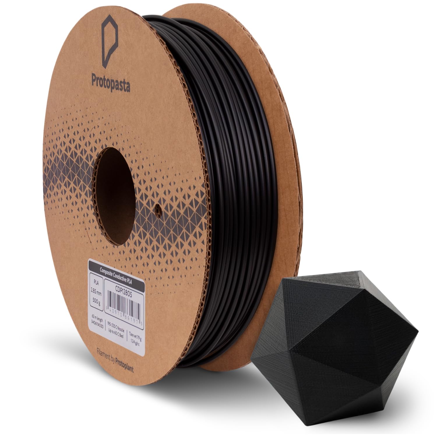 Proto-Pasta Conductive PLA 3D Printer Filament, 2.85mm Diameter, 500g, Black; 3D Printing Filament for Creality Ender, ANYCUBIC, FlashForge