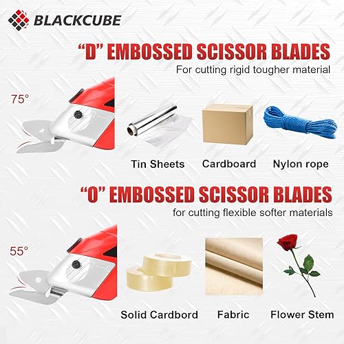 Miniatura 4 de BLACKCUBE Tijeras eléctricas inalámbricas de 4 V con dos cuchillas de corte, herramienta de tijeras eléctricas para coser, tela de corte, cartón,