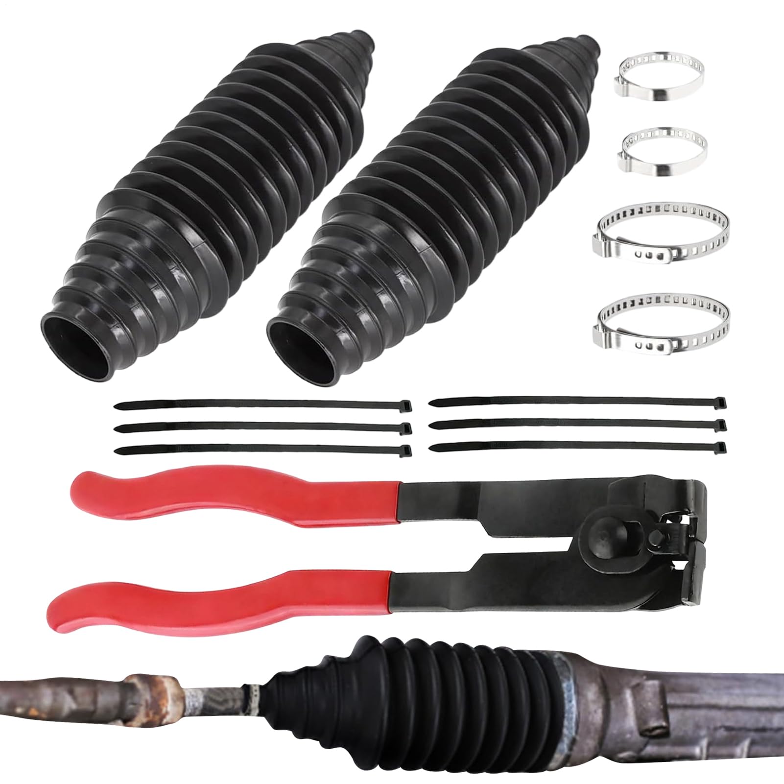Soufflets De Crémaillère Et Biellette De Direction | 2 Pièces Universelles Anti-Poussière Accessoires Automobiles - Jeu De Soufflets Pour Rotules Intérieures - Pour VUS Camion Camping-Car Hiver Temps