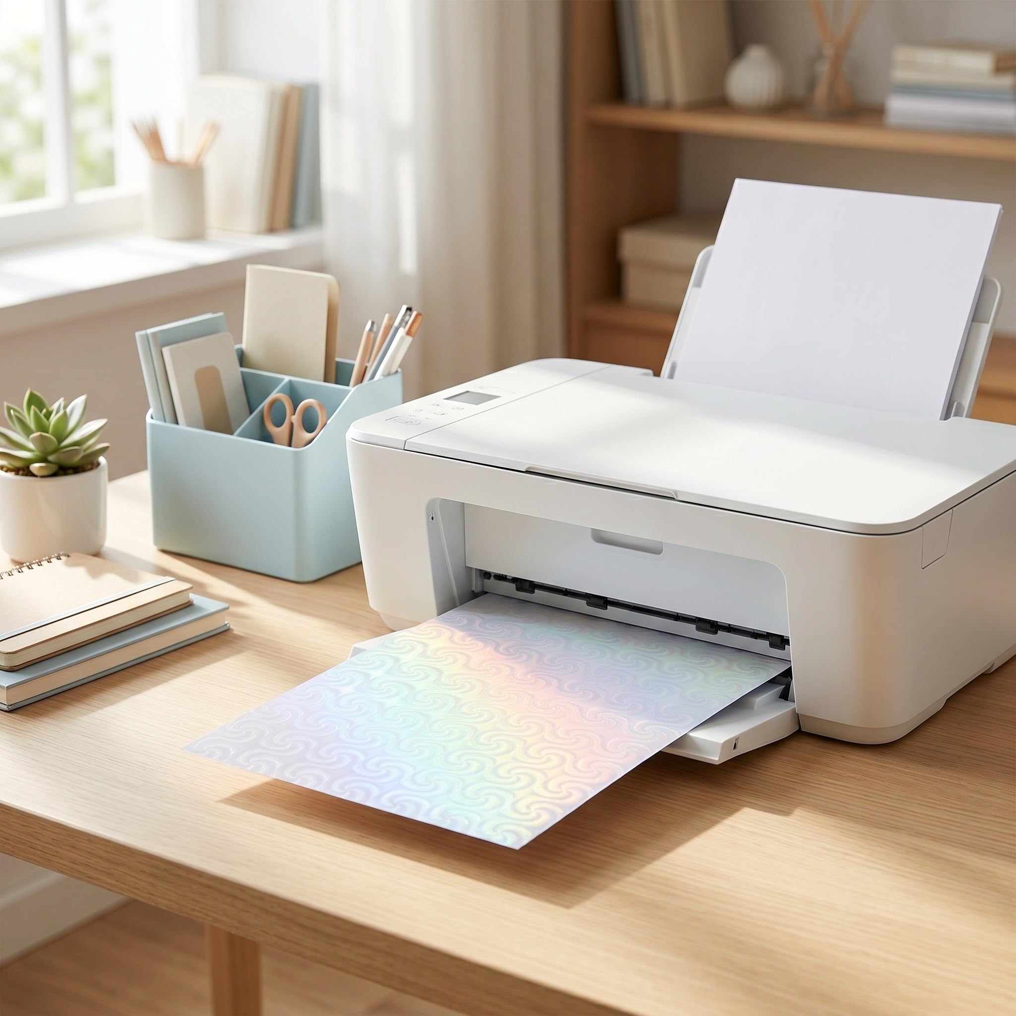 Kisangel 20 hojas de papel adhesivo holográfico para impresoras de inyección de tinta y láser - Impermeable y autoadhesivo - Tamaño A4 (28 x 21,5 cm) - Papel imprimible para decoración del hogar y