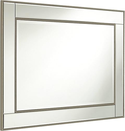 Miniatura 8 de Noble Park Trenta - Espejo de pared rectangular decorativo con borde biselado moderno, marco de cuentas de oro champán, 27 pulgadas de ancho para