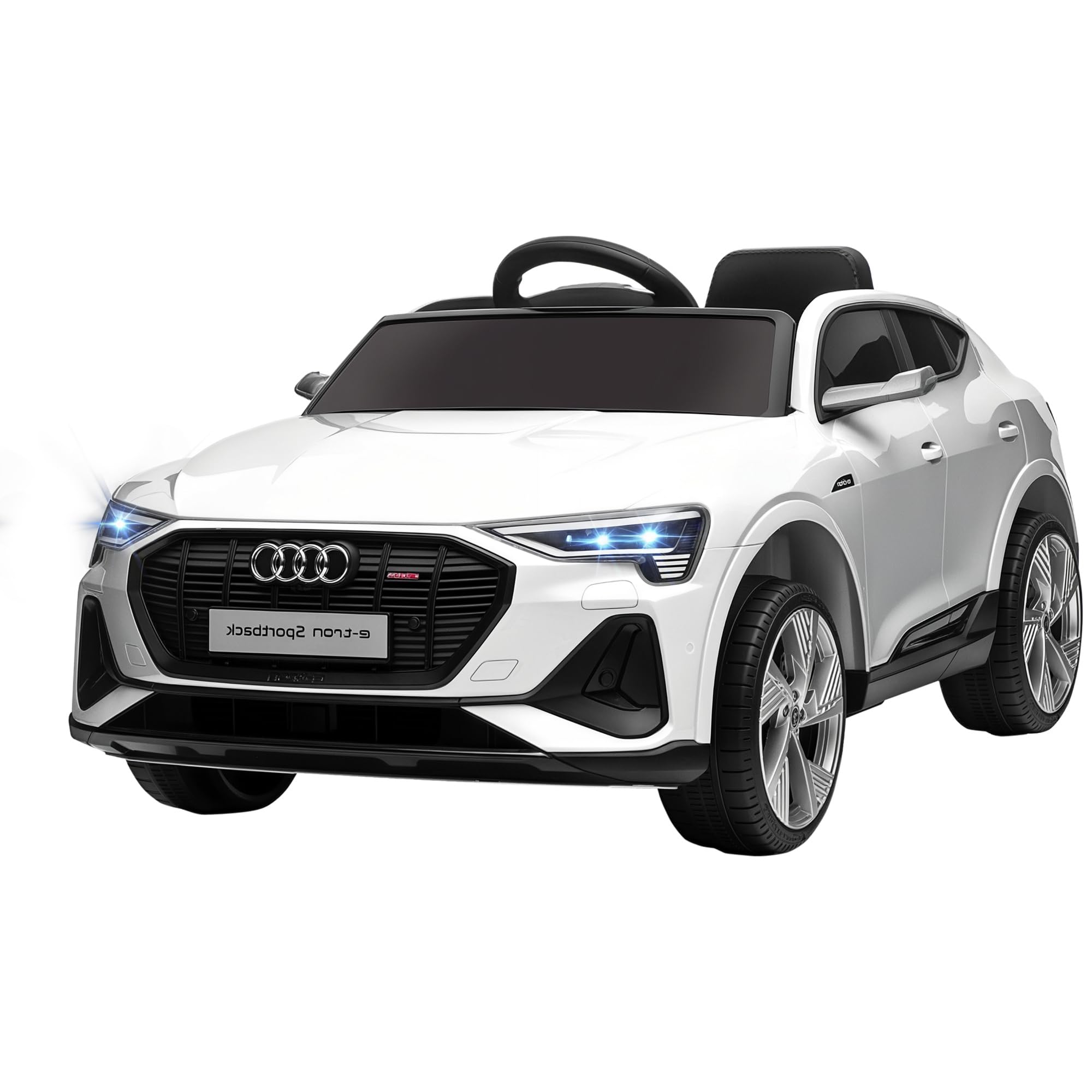HOMCOM Coche Eléctrico para Niños Audi E-Tron 12V con Mando a Distancia Faros LED 3-5 km/h Blanco