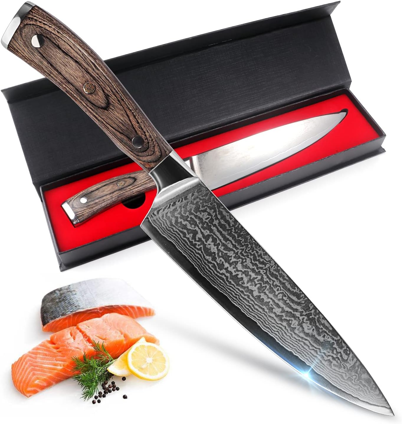 Buy Chef Knife, 8inch Kitchen Knife Damascus 10cr15mov Steel Sharp Cooking Knives with Ergonomic
