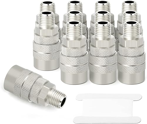 GASHER Acoplador industrial macho de 12 pulgada, acoplador de aire de conexión rápida de flujo básico de 14