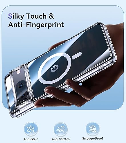 Miniatura 8 de Juntone Funda transparente para Google Pixel 8 con imán compatible con MagSafe No amarilla Protección contra caídas de grado militar de 10 pies