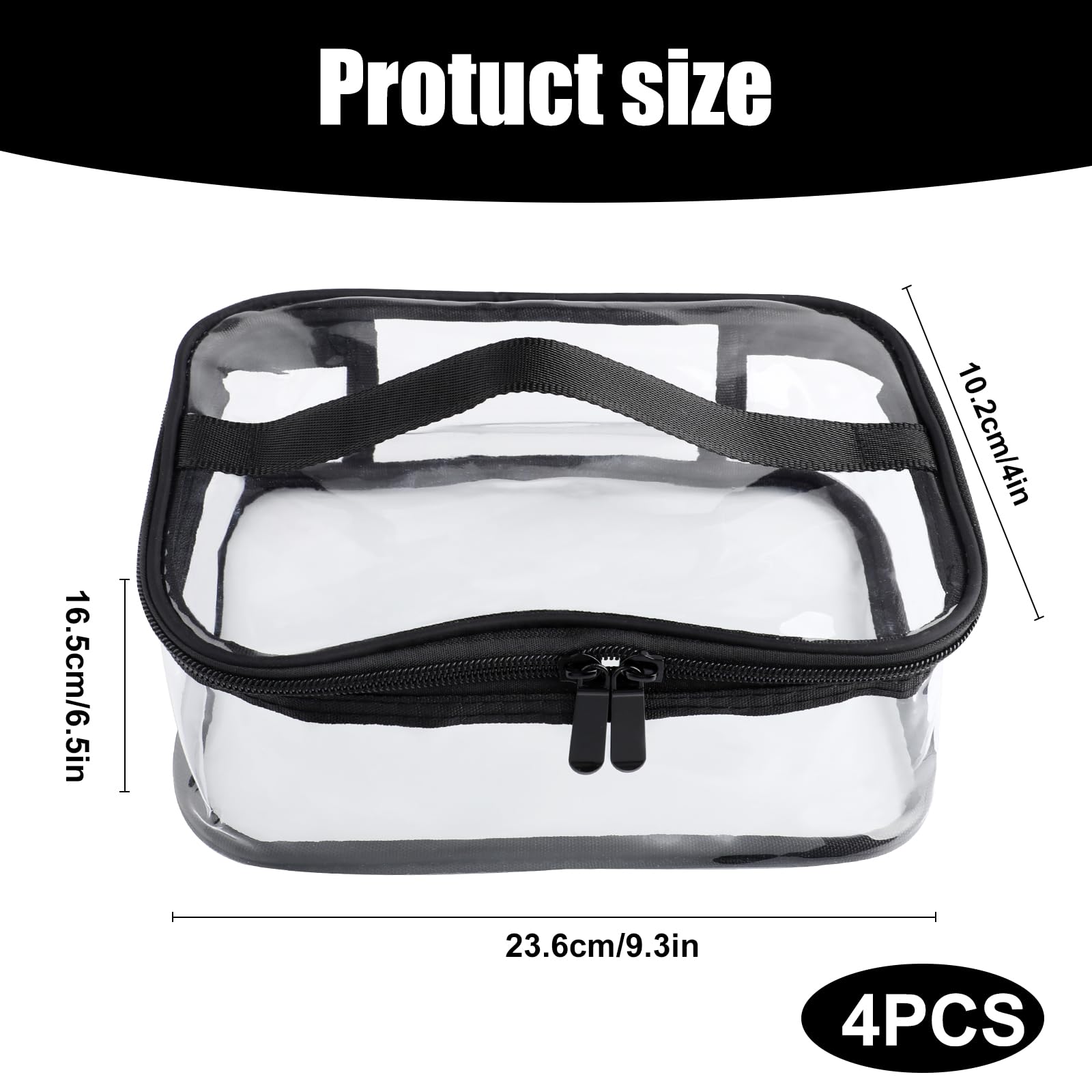 4 Packs Clear Toy Storage Bags, Portable Clear Makeup Bag Waterproof Transparent Travel Storage Pouch with Handle, Toy Organizing Bags with Zipper for Building Blocks, Toys